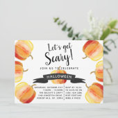 Laten we een enge Waterverf pompoen Halloween part Kaart (Staand voorkant)