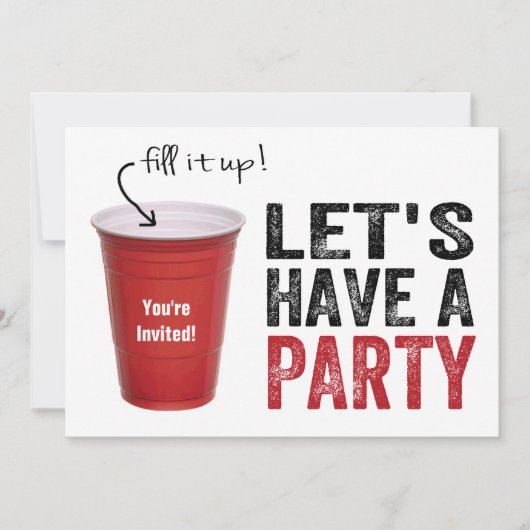 Laten we een feest hebben! Funny Red Cup Kaart (Voorkant)