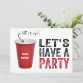 Laten we een feest hebben! Funny Red Cup Kaart (Staand voorkant)