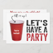 Laten we een feest hebben! Funny Red Cup Kaart (Voorkant / Achterkant)
