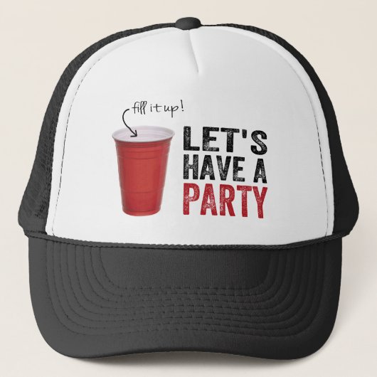 Laten we een feest hebben! Funny Red Cup Trucker Pet (Voorkant)