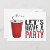 Laten we een feest hebben! Funny Red Cup Uitnodiging Briefkaart (Voorkant / Achterkant)