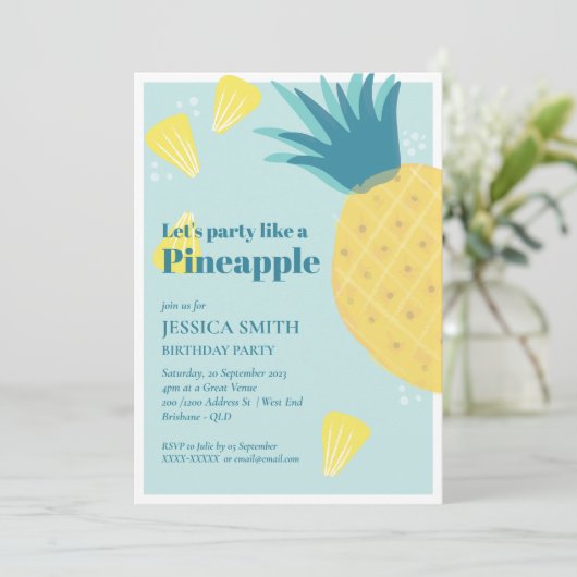 Laten we een feest houden als een ananas-feest kaart (Staand voorkant)