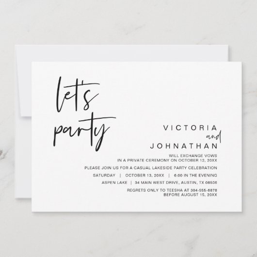 Laten we een feest houden, een bruiloft. kaart (Voorkant)