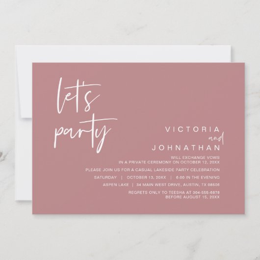 Laten we een feest houden, een bruiloft. kaart (Voorkant)