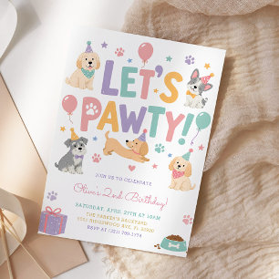 Laten we een feestje bouwen Hond Puppy Thema Meisj Kaart