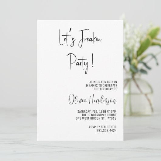 Laten we een feestje bouwen Tekstbericht Simpele V Kaart (Staand voorkant)