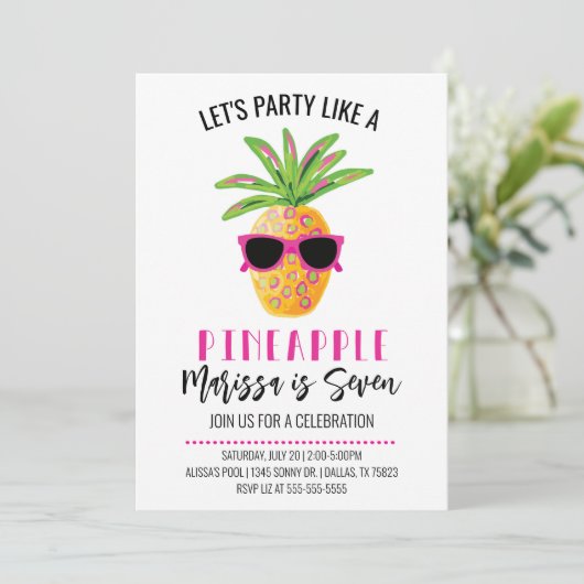 Laten we een feestje houden als een ananas meisje  kaart (Staand voorkant)