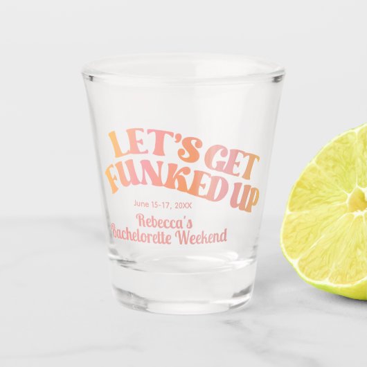 Laten we een funky avond maken Bruiloftsparty Shot Glas (Voorkant)