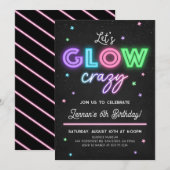 Laten we een gekke Glow-verjaardagsfeest uitnodigi Kaart (Voorkant / Achterkant)