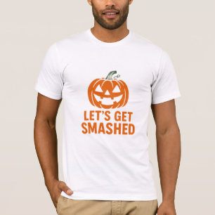 Laten we een gekke Halloween pompoen T-shirt kapot
