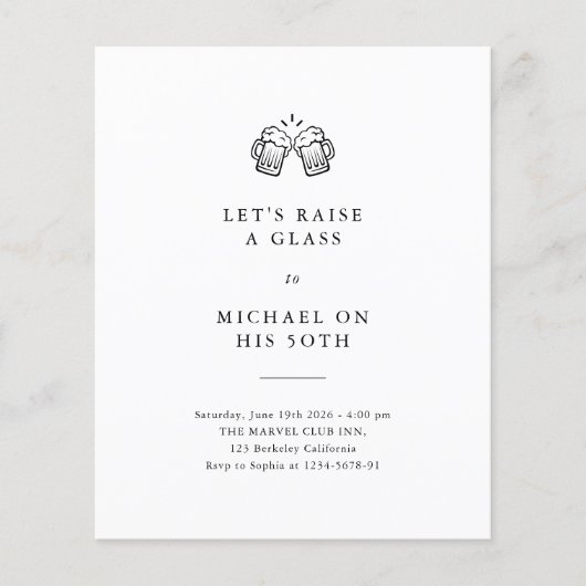Laten we een glas heffen | Budget 50e verjaardag U (Voorkant)