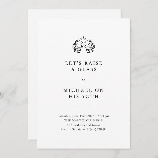 Laten we een glas heffen | Moderne 50e verjaardag Kaart (Voorkant / Achterkant)