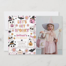 Laten we een griezelig leuk kinder Halloween verja Kaart