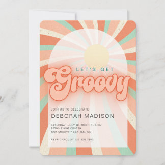Laten we een groovy oranje feestelijke uitnodiging