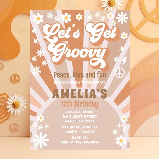 Laten we een groovy verjaardagsuitnodiging krijgen kaart