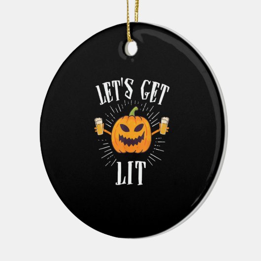 Laten we een Halloween bierdrinker aansteken Keramisch Ornament (Links)