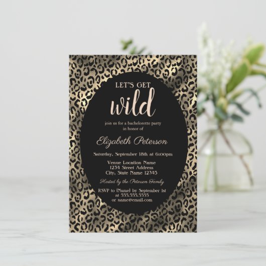 Laten we een handtas met gouden luipaard afdrukken kaart (Staand voorkant)