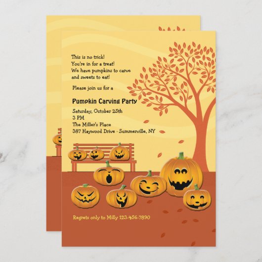 Laten we een Jack-O-Lantern Halloween-uitnodiging  Kaart (Voorkant / Achterkant)