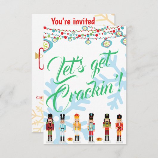 Laten we een Kerstfeest uitnodigen om te kraken Bedankkaart (Voorkant / Achterkant)