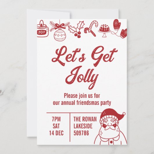 Laten we een Kerstfeest Vieren Rood Kaart (Voorkant)