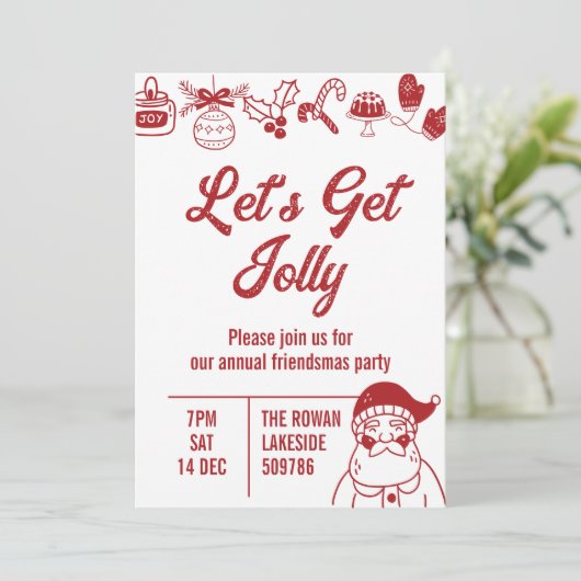 Laten we een Kerstfeest Vieren Rood Kaart (Staand voorkant)
