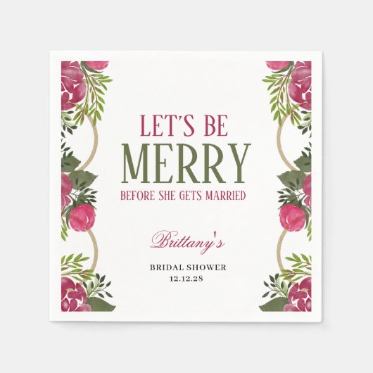 Laten we een Kerstmis Bruidsfeest Uitnodiging zijn Servet (Voorkant)