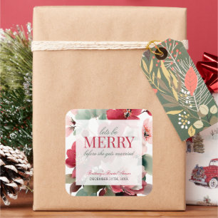 Laten we een Kerstmis Bruiloft Bridal Shower hebbe Vierkante Sticker