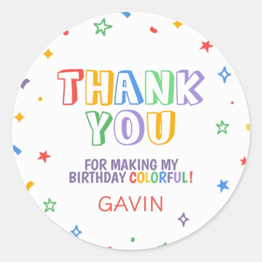 Laten we een kleurrijk verjaardagsfeestje vieren ronde sticker (Voorkant)