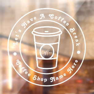 Laten we een koffiepauze zakelijk logo naam hebben raamsticker