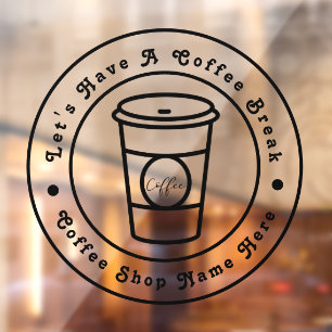 Laten we een koffiepauze zakelijk logoniem hebben raamsticker