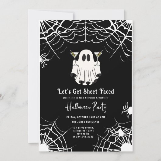 Laten we een laken gezicht krijgen Martini Hallowe Kaart (Voorkant)