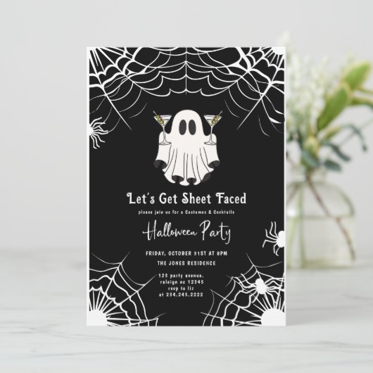 Laten we een laken gezicht krijgen Martini Hallowe Kaart (Staand voorkant)