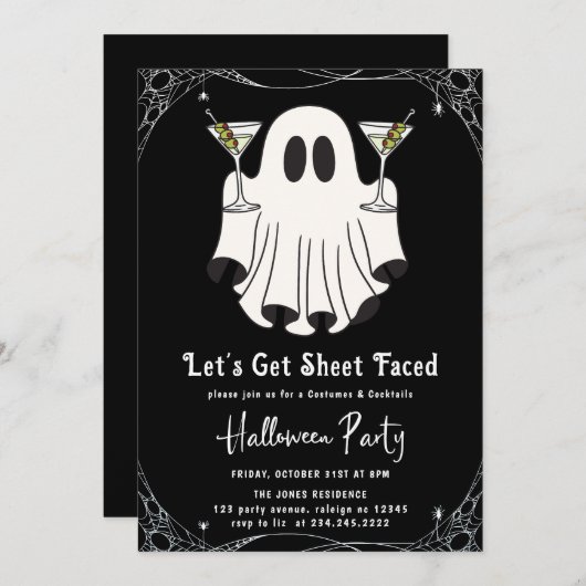 Laten we een laken gezicht krijgen Martini Hallowe Kaart (Voorkant / Achterkant)