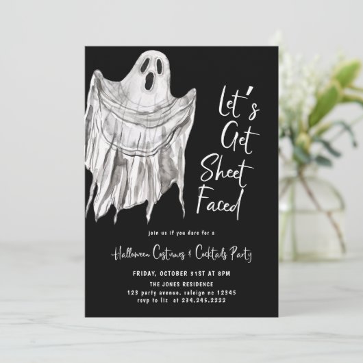 Laten we een laken gezicht volwassen Halloween par Kaart (Staand voorkant)