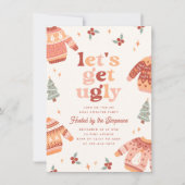 Laten we een lelijk Retro Kerst Lelijke Trui Feest Kaart (Voorkant)