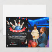 Laten we een leuke bowling verjaardagsfoto maken kaart (Voorkant / Achterkant)