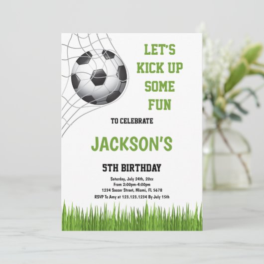 Laten we een leuke Soccer Birthday Invitations mak Kaart (Staand voorkant)