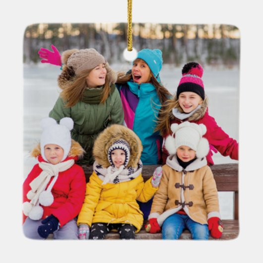 Laten we een lichte, heldere kerstakelverlichting keramisch ornament (Achterkant)