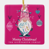 Laten we een lichte, heldere kerstakelverlichting  keramisch ornament (Voorkant)