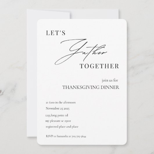 Laten we een minimalistische Thanksgiving samenbre Kaart (Voorkant)