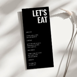 Laten we een modern, minimalistisch menu met zwart