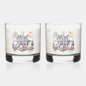 Laten we een nautisch kustfeest organiseren whisky glas (Achterkant)