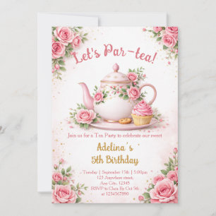 Laten we een Par-tea Pink Floral Theepot meisjes v Kaart