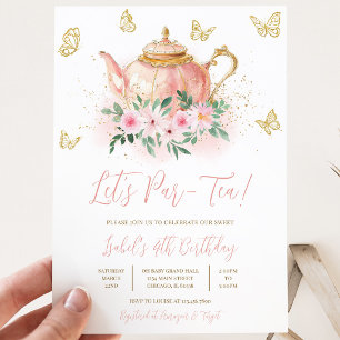 Laten we een Par-tea Tuin Thee Feest Verjaardag vi Kaart
