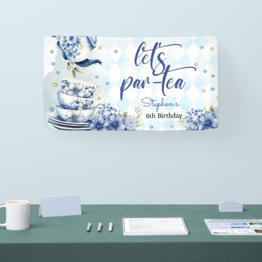 Laten we een par-tea verjaardag voor kinderen spandoek (Beurs)