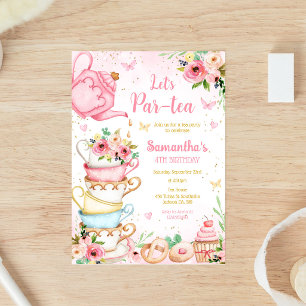 Laten we een Par-tea verjaardags theepartij uitnod Kaart