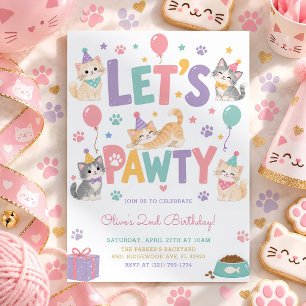 Laten we een Pastel Kitty Kattenmeisjes Verjaardag Kaart
