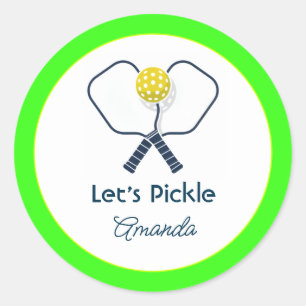 Laten we een Pickle Neon Preppy Pickleball Verjaar Ronde Sticker