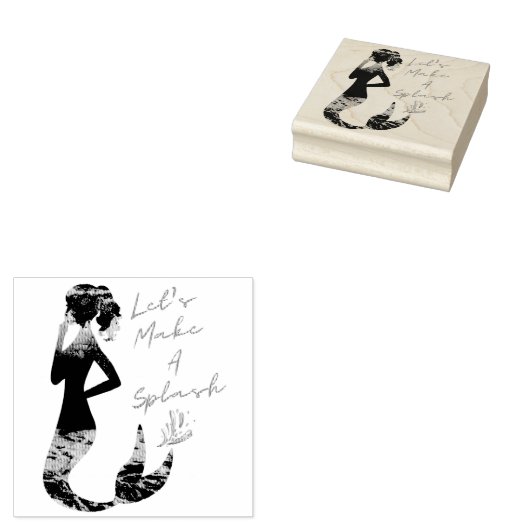 Laten we een plash Mermaid Wood Art Stamp maken Rubberstempel (Gestempeld)